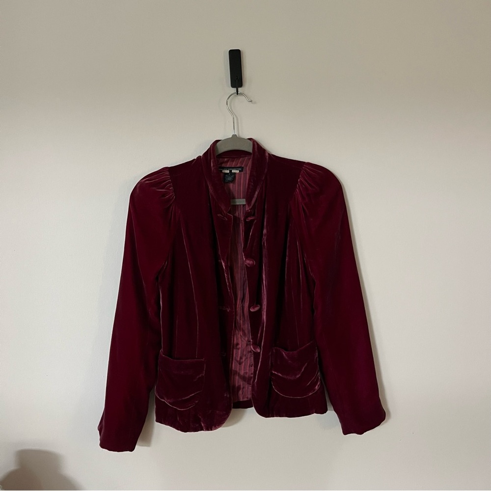 French Connection Velvet Blazer in Deep Red